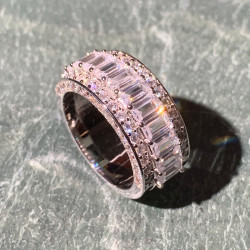 6.55ct Emerald Cut White Sapphire Eternity Band for Men