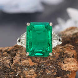 8.4ct Emerald Cut Emerald Art-deco Engagement Ring