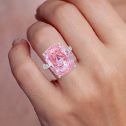 14ct Cushion Cut Pink Sapphire Engagement Ring