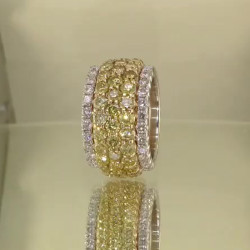 7.55ct Round Cut Yellow Sapphire Wedding Band