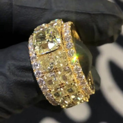18ctw Cushion Cut Yellow Sapphire Men's Eternity Ring