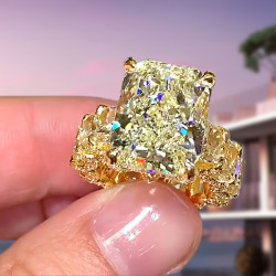 13ctw Radiant Cut Yellow Sapphire Engagement Ring