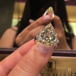 9.3ct Pear Cut Yellow Sapphire Three-stone Engagement Ring