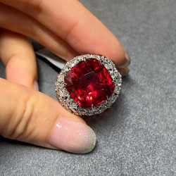 16ct Cushion Cut Ruby Bold Cocktail Ring