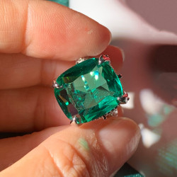 16ct Cushion Cut Emerald Vintage Cocktail Ring