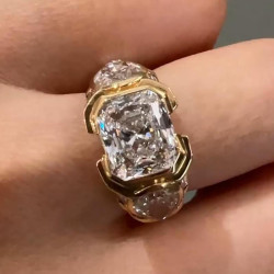 3.5ct Horizental Bezel Radiant Cut Cocktail Ring
