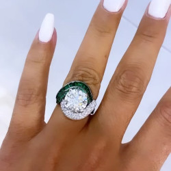 Vintage 3.8ct Halo Round Cut White Sapphire Engagement Ring