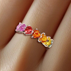 9ctw Heart Cut Rainbow Sapphire Eternity Ring