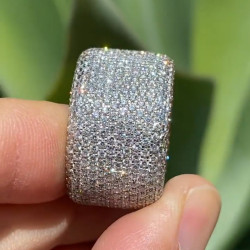 Paved White Sapphire Bold Wide Eternity Ring