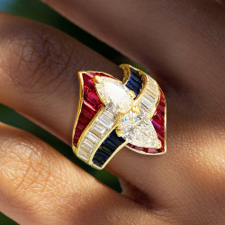 2.5ctw Pear Cut Crossover Vintage Engagement Ring