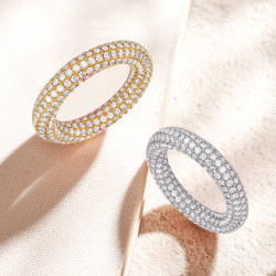 Paved White Sapphire Twist Wedding Band