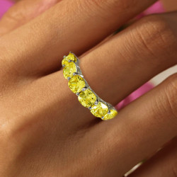 5MM Cushion Cut Yellow Sapphire Eternity Ring