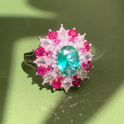 2ct Paraiba Tourmaline Vintage Halo Cocktail Ring
