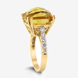 12.6ct Cushion Cut Yellow Sapphire Engagement Ring
