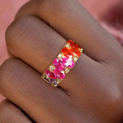 12ctw Pear Cut Multicolor Sapphire Rainbow Eternity Ring