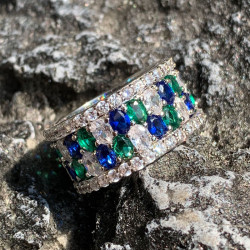 8ctw Blue Sapphire and Emerald Eternity Ring