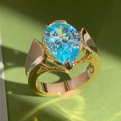 5.4ct Pear Cut Aquamarine Engagement Ring