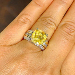 5.6ct Yellow Sapphire Two Tone Engagement Ring