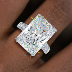 14ct Radiant Cut White Sapphire Engagement Ring