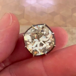 12ct Cuhsion Cut White Sapphire Enamel Engagement Ring