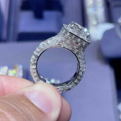 6ct Emerald Cut Invisible-Set White Sapphire Engagement Ring
