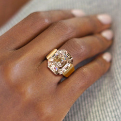 9.5ct Asscher Cut White Sapphire Engagement Ring