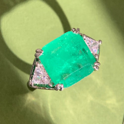 12ct Asscher Cut Emerald Vintage Cocktail Ring