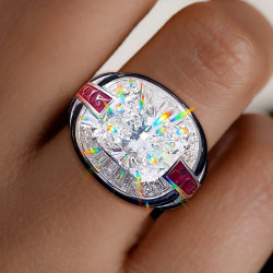3.5ct Cushion Cut White Sapphire Art-deco Cocktail Ring