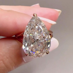 5.7ct Pear Cut White Sapphire Engagement Ring
