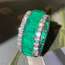 14ctw White Sapphire and Emerald Eternity Ring