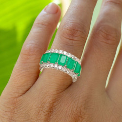 14ctw White Sapphire and Emerald Eternity Ring