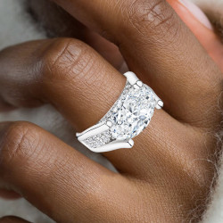 9.3ct Oval Cut White Sapphire Paved Engagement Ring