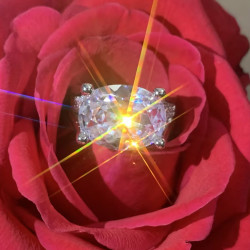 9.3ct Oval Cut White Sapphire Paved Engagement Ring