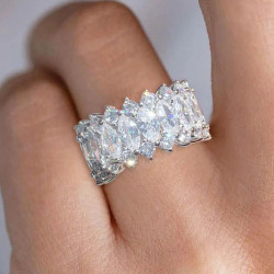 13ctw Marquise Cut White Sapphire Bold Eternity Ring
