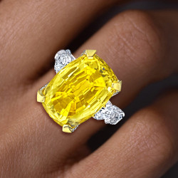 14ct Cushion Cut Yellow Sapphire Engagement Ring