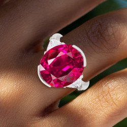 8ct Oval Cut Ruby Three Stone Engagement Ring
