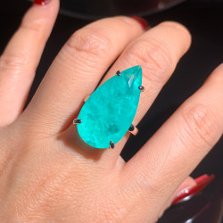 14ct Pear Cut Green Blue Paraiba Tourmaline Cocktail Ring