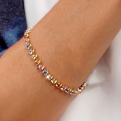 Round Cut Multicolor Sapphire Tennis Bracelet