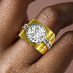 15mm Width 5ct Round Cut White Sapphire Bold Cocktail Ring