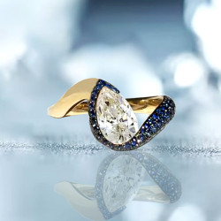 4.2ct Pear Cut White Sapphire Bypass Paved Engagement Ring