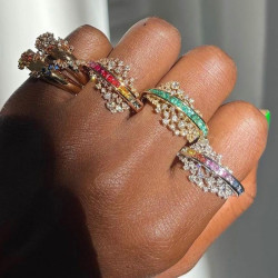 3ctw Princess Cut Rainbow Sapphire Firework Ring