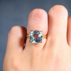 5ct Round Cut Aquamarine Vintage Engagement Ring