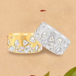 Flush Set White Sapphire Matte Starry Band Ring