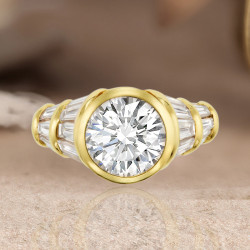 3.8ct Bezel Set Round Cut Art-deco Engagement Ring