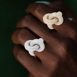 5ctw White Sapphire Paved Love Knot Cocktail Ring
