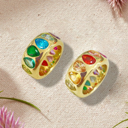 4ctw Pear Cut Multicolor Sapphire Rainbow Ring