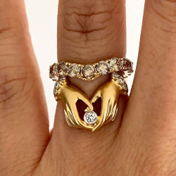 Vintage Sandblasted Love Hands Promise Ring