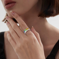 4ctw Princess Cut Multicolor Sapphire Rainbow Wedding Band