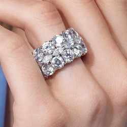 10ctw Round and Marquise Cut Three-Row Bold Wedding Band