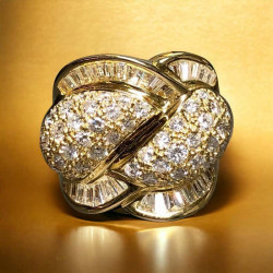6ctw Round and Baguette Cut Vintage Bypass Cocktail Ring